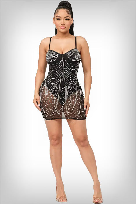 front-view-of-a-rhinestone-mesh-dress-displaying-silver-detailing-on-the-bust-and-tiered-rhinestone-wrapping