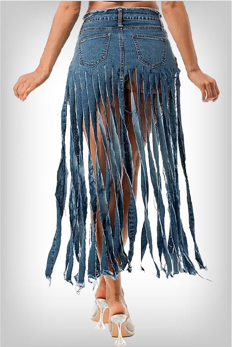 fringe-denim-midi-skirt