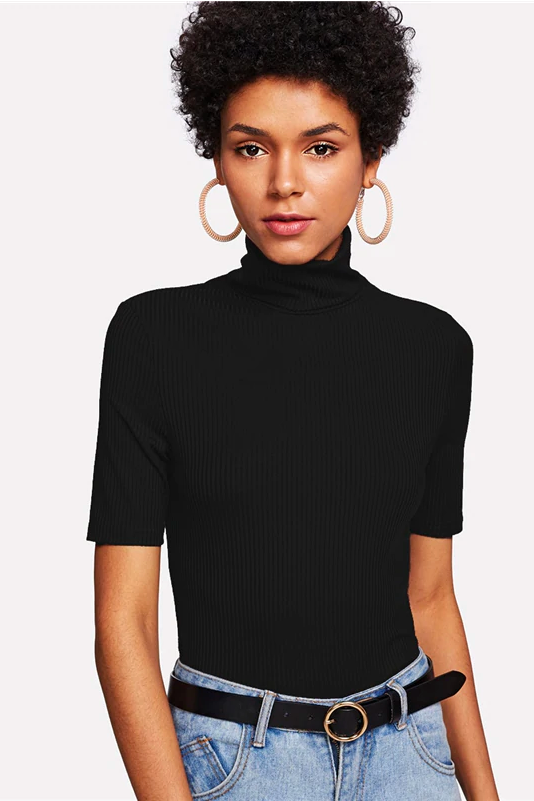 April Form-Fit Turtleneck Top