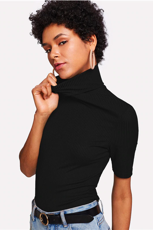 April Form-Fit Turtleneck Top