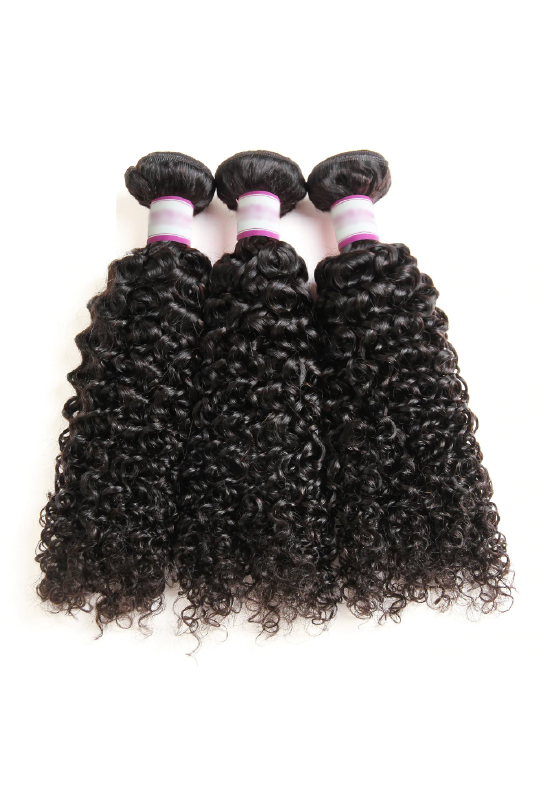 Women's Natural Color (1B), Kinky Curly Remy Brazilian Hair Extensions, Human Hair Bundles