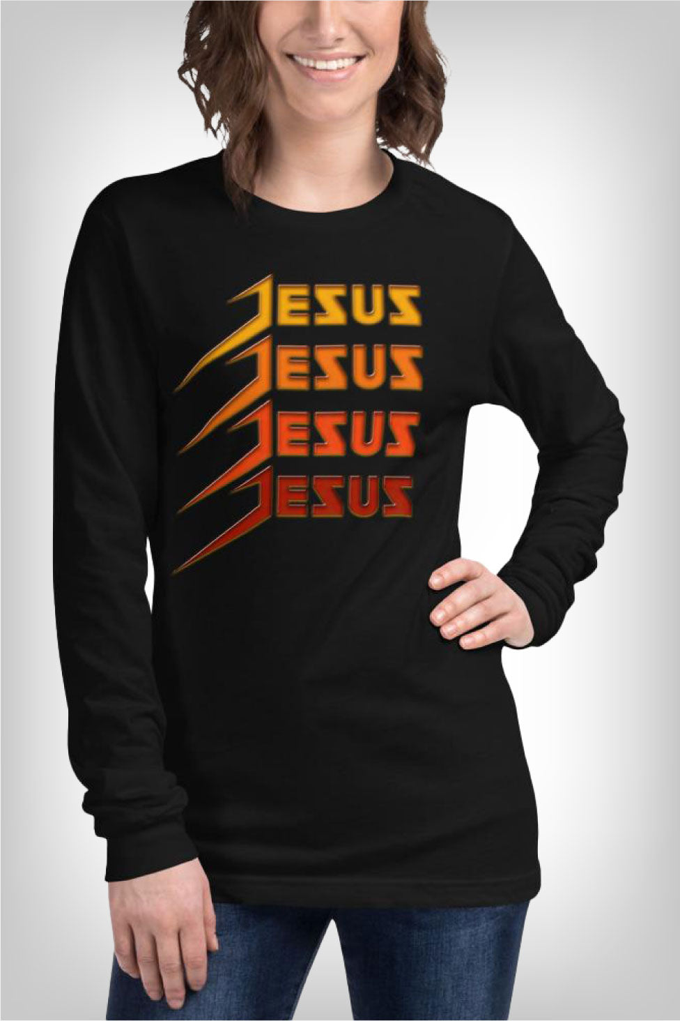 christian-apparel-t-shirts-black-unisex-tee-with-jesus-printed-four-times-vertically