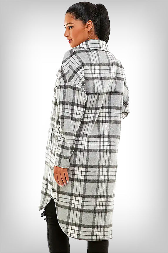 womens-black-long-plaid-shacket