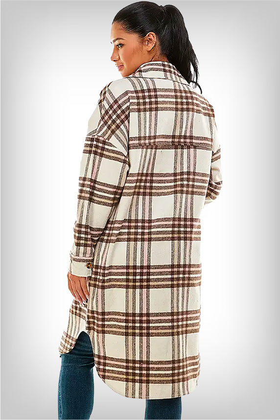 womens-camel-long-plaid-shacket