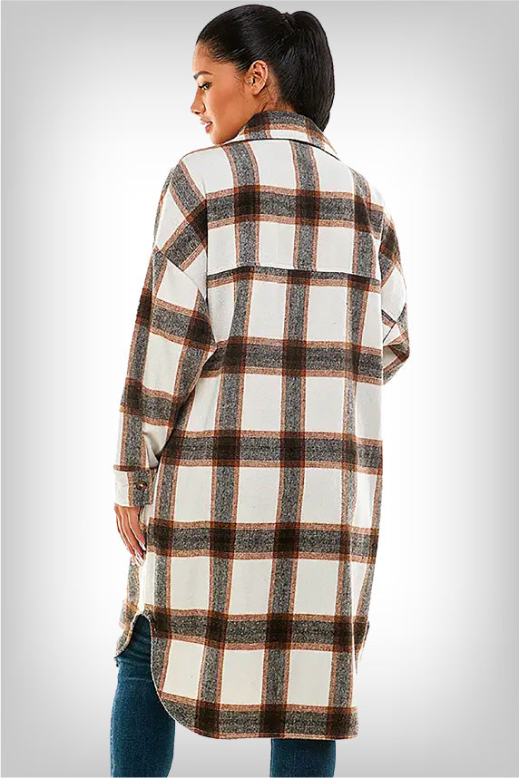 womens-cognac-long-plaid-shacket