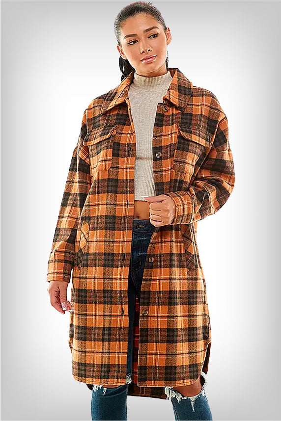 womens-copper-long-plaid-shacket