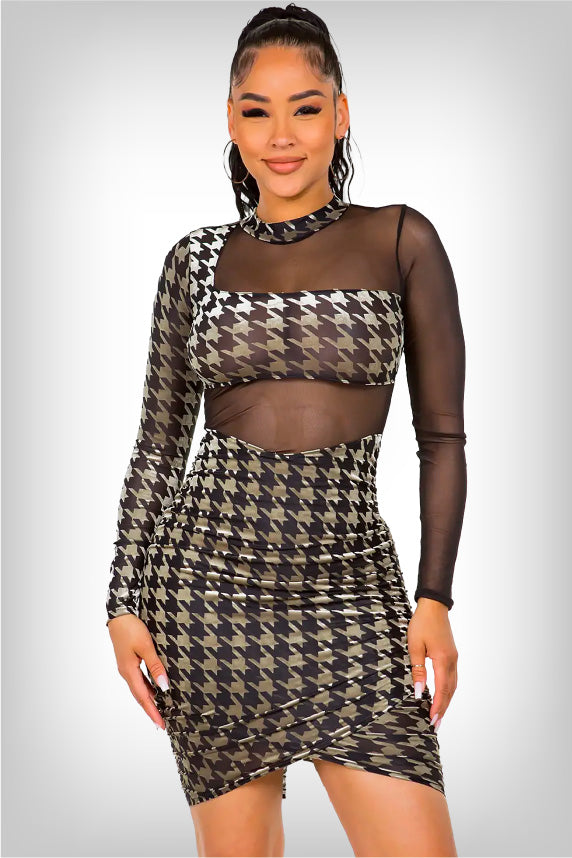 womens-sexy-houndstooth-mesh-mini-dress